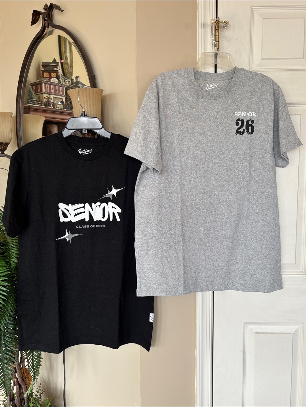 Brand New Set of 2 Josten Class of 2026 Senior Short-Sleeve T-Shirts Gray Black